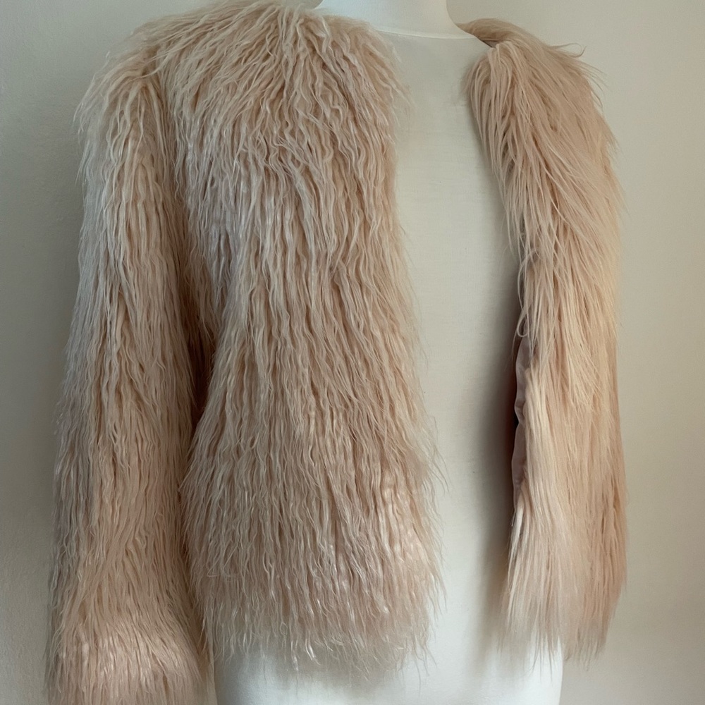 Pink Mongolian Faux Fur Coat